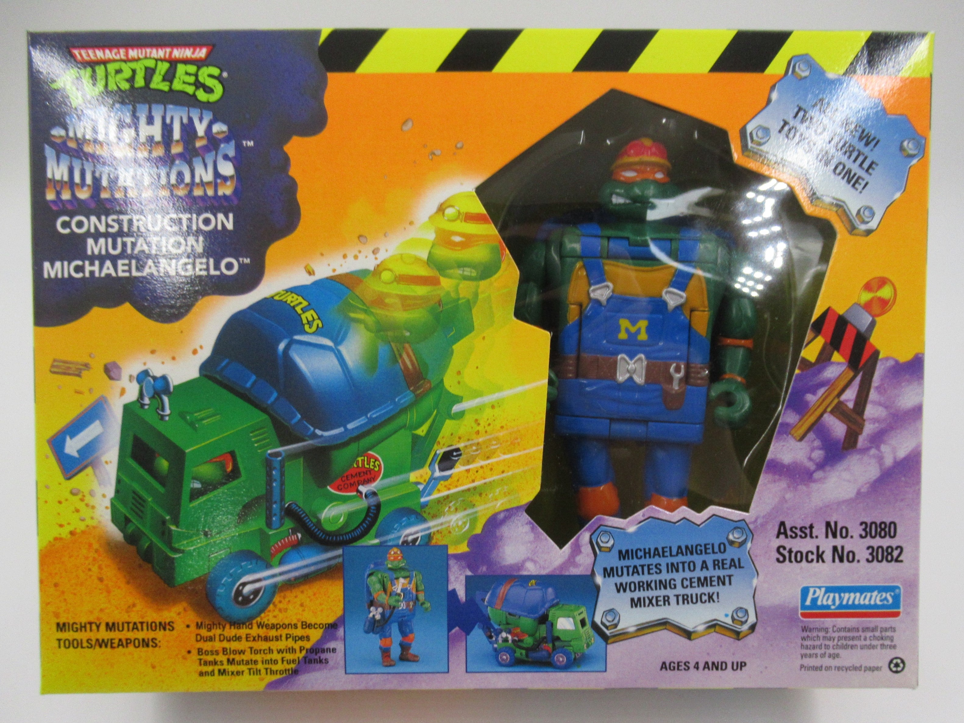 Teenage Mutant Ninja Turtles Construction Mutation Michaelangelo 4.5" Figure TMNTs - Playmates (1994)